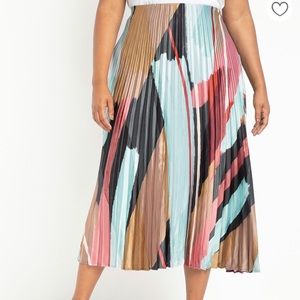 Eloquii Sunburst Pleated Midi Skirt